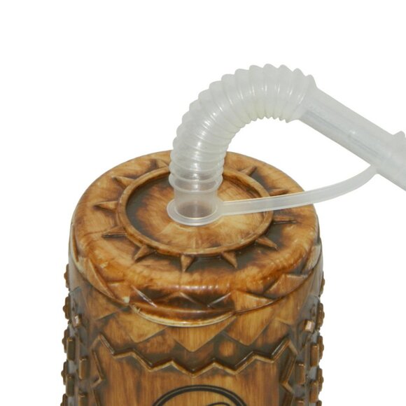 2 for/ $25 Whirley Tiki Plastic Drink Cruise Ship Tumbler Lid Straw Raised Hut - Picture 4 of 11